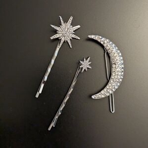 Metal Stars & Moon Hair Pins (bobby pins)
